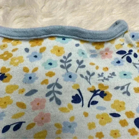 Gerber Footed Onesie Pajamas White & Blue Floral Zippered Size Newborn - Picture 16 of 16